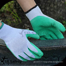 SRSAFETY Latex blanc en polycoton vert à 10 calibres revêtu de latex sur la gomme / gant de travail / casque de sécurité casque gant de doublure intérieure